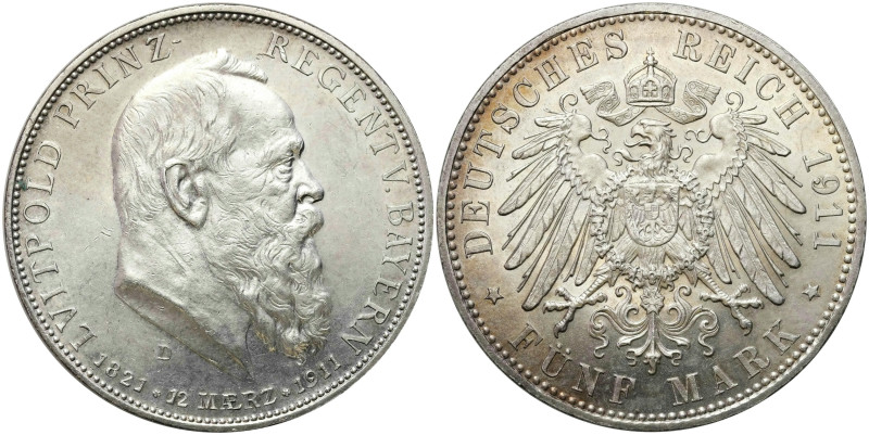 Germany
Germany, Bavaria. 5 Marek 1911 D, Munich 

Moneta wybita na 90 roczni...