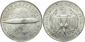 Germany
Germany, Weimar. 5 Marek 1930 A, Zeppelin 

Drobne ryski, patyna.&nbsp;Rzadsza moneta&nbsp;&nbsp;

Details: 24,8 g Ag 
Condition: 3+ (VF...