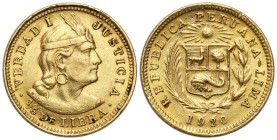 Peru
Peru. 1/5 libra 1920 

Ładnie zachowane.&nbsp;&nbsp;

Details: 1,58 g Ag 0,917 
Condition: 2 (EF) 
Literature: KM# 210