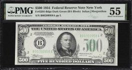 Fr. 2201-Bdgs. 1934 Dark Green Seal $500 Federal Reserve Note. New York. PMG About Uncirculated 55.

About Uncirculated. With just a touch of circul...
