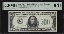 Fr. 2202-G. 1934A $500 Federal Reserve Note. PMG Choice Uncirculated 64 EPQ.

Choice Uncirculated. A choice example of this ever-popular denominatio...