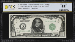 Fr. 2210-G. 1928 Dark Green Seal $1000 Federal Reserve Note. Chicago. PCGS Banknote About Uncirculated 55.

About Uncirculated. With just a touch of...