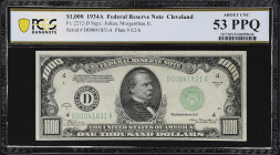 Fr. 2212-D. 1934A $1000 Federal Reserve Note. Cleveland. PCGS Banknote About Uncirculated 53 PPQ.

About Uncirculated. With just a touch of circulat...