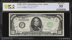 Fr. 2212-F. 1934A $1000 Federal Reserve Note. Atlanta. PCGS Banknote About Uncirculated 55.

About Uncirculated. With just a touch of circulation th...