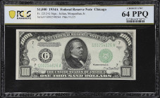 Fr. 2212-G. 1934A $1000 Federal Reserve Note. Chicago. PCGS Banknote Choice Uncirculated 64 PPQ.

Choice Uncirculated. A choice example of this ever...