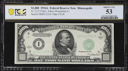 Fr. 2212-I. 1934A $1000 Federal Reserve Note. Minneapolis. PCGS Banknote About Uncirculated 53.

About Uncirculated. With just a touch of circulatio...