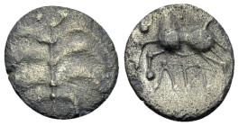 Helvetii AR Büschelquinar, mid 1st century BC, epigraphic type 

Celtic Gaul, Helvetii. AR Büschelquinar (13 mm, 1.24 g), mid 1st century BC. Epigra...