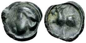 Sequani AE cast potin, Grosse tête type 

Sequani, Central Gaul. AE Cast potin (16 mm, 2.31 g), grosse tête type, c. 58-50 BC.
Obv. Large head to l...