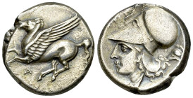 Argos Amphilochikon AR Stater, c. 340-300 BC 

Akarnania, Argos Amphilochikon. AR Stater (20-21 mm, 8.48 g), c. 340-300 BC.
Obv. Pegasos flying to ...