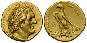 Ptolemy I Soter AV Trichryson, Alexandria 

Ptolemaic Kings of Egypt. Ptolemy I Soter (305-283 BC). AV Trichryson or Pentadrachm (24-25 mm, 17.74 g)...