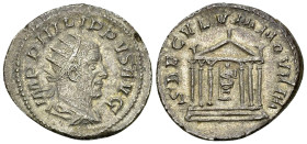 Philippus I AR Antoninianus, Temple reverse 

Philippus I Arabs (244-249 AD). AR Antoninianus (22-23 mm, 3.68 g), Rome, 249.
 Obv. IMP PHILIPPVS AV...