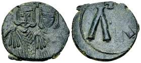 Leo V and Constantine AE half Follis, Syracuse 

Leo V the Armenian (813-820 AD). AE half Follis (23 mm, 4.68 g), Syracuse.
Obv. Facing busts of Le...