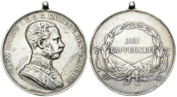 Franz Joseph I, AR Medaille o.J., der Tapferkeit 

Austria. Franz Joseph I. AR Medaille o.J. (40 mm, 17.11 g), der Tapferkeit. Von Leisek.
Slg. Hor...