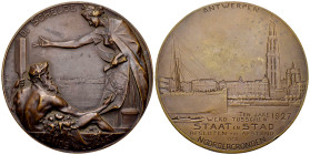 Antwerpen, AE Medaille 1927 

Belgien, Antwerpen. AR Medaille 1927 (80 mm, 175.05 g), auf die Erweiterung der Schelde bei Noordergronden. Von Jozue ...