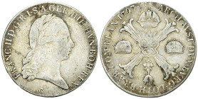 Franz II, AR Kronentaler 1797 C, Prag 

RDR. Franz II. AR Kronentaler 1797 C (28.95 g), Prag.
KM 42.

Fast sehr schön.