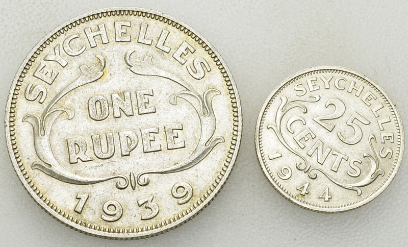 Seychelles, Lot of 2 AR coins 

Seychelles. Lot of 2 (two) AR coins: 1 Rupee 1...