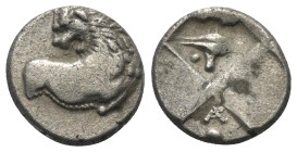 Thrakien. Thrakischer Chersones.

 Hemidrachme (Silber). Ca. 386 - 338 v. Chr.
Vs: Löwenvorderteil mit zurückgewandtem Kopf nach rechts.
Rs: Vierg...