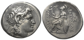Königreich Thrakien. Lysimachos (306 - 281 v. Chr.).

 Tetradrachme (Silber). Ca. 297 - 281 v. Chr. Lysimacheia.
Vs: Kopf des vergöttlichten Alexan...