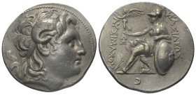 Königreich Thrakien. Lysimachos (306 - 281 v. Chr.).

 Tetradrachme (Silber). Ca. 297 - 281 v. Chr. Lampsakos.
Vs: Kopf des vergöttlichten Alexande...