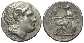 Königreich Thrakien. Lysimachos (306 - 281 v. Chr.).

 Tetradrachme (Silber). Ca. 297 - 281 v. Chr. Lampsakos.
Vs: Kopf des vergöttlichten Alexande...