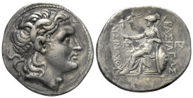 Königreich Thrakien. Lysimachos (306 - 281 v. Chr.).

 Tetradrachme (Silber). Ca. 288 - 281 v. Chr. Amphipolis.
Vs: Kopf des vergöttlichten Alexand...