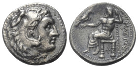 Königreich Makedonien. Philippos III. Arrhidaios (323 - 317 v. Chr.).

 Drachme (Silber). Ca. 323 - 319 v. Chr. Magnesia am Mäander.
Vs: Kopf des j...