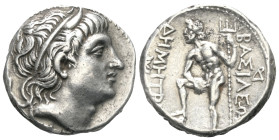 Königreich Makedonien. Demetrios I. Poliorketes (306 - 283 v. Chr.).

 Tetradrachme (Silber). Ca. 290 - 288 v. Chr. Amphipolis.
Vs: Kopf des Demetr...