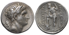 Königreich Makedonien. Demetrios I. Poliorketes (306 - 283 v. Chr.).

 Tetradrachme (Silber). Ca. 290 - 288 v. Chr. Amphipolis.
Vs: Kopf des Demetr...