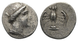 Pontos. Amisos.

 Hemidrachme oder Triobol (Silber). Ca. 300 - 125 v. Chr.
Vs: Kopf der Hera-Tyche mit Mauerkrone rechts.
Rs: Eule mit gespreizten...