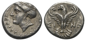 Paphlagonien. Sinope.

 Hemidrachme (Silber). Ca. 330 - 250 v. Chr.
Vs: Kopf der Sinope mit Sphendone links.
Rs: Adler nach oben fliegend, Kopf na...