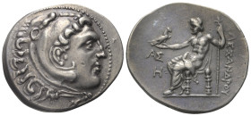 Pamphylien. Aspendos.

 Tetradrachme (Silber). 205 / 204 v. Chr. (Jahr 8).
Prägung im Namen Alexanders III. des Großen.

Vs: Kopf des jugendliche...
