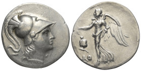 Pamphylien. Side.

 Tetradrachme (Silber). Ca. 205 - 100 v. Chr.
Vs: Kopf der Athena mit korinthischem Helm rechts.
Rs: Nike mit Kranz nach links ...