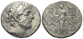 Seleukidisches Königreich. Antiochos IX. Eusebes (114 - 95 v. Chr.).

 Tetradrachme (Silber). Ca. 113 / 112 v. Chr. Antiocheia am Orontes.
Vs: Kopf...