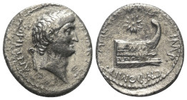 Marcus Antonius und Cn. Domitius Ahenobarbus.

 Denar (Silber). 40 v. Chr. Mobile Münzstätte von M. Antonius.
Vs: ANT IMP III VIR R P C. Kopf des M...