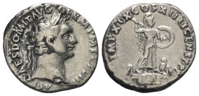 Domitianus (81 - 96 n. Chr.).

 Denar (Silber). 88 - 89 n. Chr. Rom.
Vs: IMP CAES DOMIT AVG GERM P M TR P VIII. Kopf mit Lorbeerkranz rechts.
Rs: ...