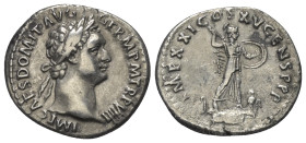 Domitianus (81 - 96 n. Chr.).

 Denar (Silber). 90 n. Chr. Rom.
Vs: IMP CAES DOMIT AVG GERM P M TR P VIIII. Kopf mit Lorbeerkranz rechts.
Rs: IMP ...
