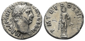 Traianus (98 - 117 n. Chr.).

 Denar (Silber). 101 - 102 n. Chr. Rom.
Vs: IMP CAES NERVA TRAIAN AVG GERM. Kopf mit Lorbeerkranz.
Rs: P M TR P COS ...