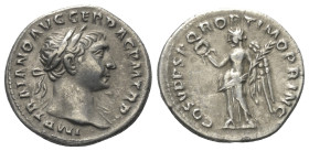 Traianus (98 - 117 n. Chr.).

 Denar (Silber). 107 - 108 n. Chr. Rom.
Vs: IMP TRAIANO AVG GER DAC P M TR P. Büste mit Lorbeerkranz und Drapierung r...