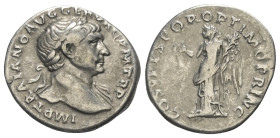 Traianus (98 - 117 n. Chr.).

 Denar (Silber). 107 - 108 n. Chr. Rom.
Vs: IMP TRAIANO AVG GER DAC P M TR P. Büste mit Lorbeerkranz und Drapierung r...