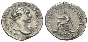 Traianus (98 - 117 n. Chr.).

 Denar (Silber). 108 n. Chr. Rom.
Vs: IMP TRAIANO AVG GER DAC P M TR P. Büste mit Lorbeerkranz und Drapierung rechts....