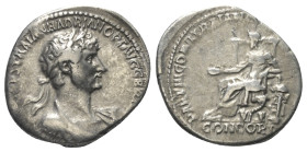Hadrianus (117 - 138 n. Chr.).

 Denar (Silber). 117 n. Chr. Rom.
Vs: IMP CAES TRAIAN HADRIAN OPT AVG GER DAC. Büste mit Lorbeerkranz und Drapierun...