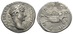 Hadrianus (117 - 138 n. Chr.).

 Denar (Silber). 121 n. Chr. Rom.
Vs: IMP CAESAR TRAIANHADRIANVS AVG. Kopf mit Lorbeerkranz rechts.
Rs: P M TR P C...