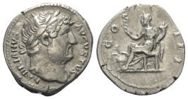 Hadrianus (117 - 138 n. Chr.).

 Denar (Silber). 125 - 128 n. Chr. Rom.
Vs: HADRIANVS AVGVSTVS. Kopf mit Lorbeerkranz rechts.
Rs: COS III. Abundan...