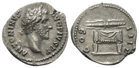 Antoninus Pius (138 - 161 n. Chr.).

 Denar (Silber). 145 - 161 n. Chr. Rom.
Vs: ANTONINVS AVG PIVS PP. Kopf mit Lorbeerkranz rechts.
Rs: COS IIII...