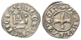 Achaia - Fürstentum. Isabella (1297 - 1301).

 Denar (Silber).
Vs: + YSABELLA P ACh. Kreuz.
Rs: + DE CLARENCIA. Stilisiertes Kastell.

18 mm. 0,...