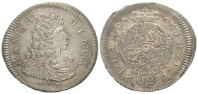 Bayern. Kurfürstentum (1623 - 1806). Maximilian II. Emanuel (1679 - 1704/05 und 1714 - 1726).

 1/2 Gulden = 30 Kreuzer (Silber). 1692.
Vs: Büste i...