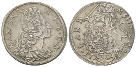 Bayern. Kurfürstentum (1623 - 1806). Maximilian II. Emanuel (1679 - 1704/05 und 1714 - 1726).

 1/2 Gulden = 30 Kreuzer (Silber). 1719.
Vs: Büste m...