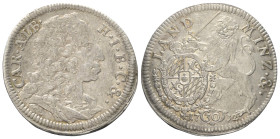 Bayern. Kurfürstentum (1623 - 1806). Karl Albert (1726 - 1745).

 1/2 Gulden = 30 Kreuzer (Silber). 1730.
Vs: Büste mit Perücke nach rechts.
Rs: L...