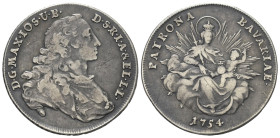Bayern. Kurfürstentum (1623 - 1806). Maximilian III. Joseph (1745 - 1777).

 1/2 Konventionstaler (Silber). 1754.
Vs: Büste im antikisierenden Harn...