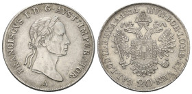Kaisertum Österreich (1804 - 1918). Franz I. (1804 - 1835).

 20 Kreuzer (Silber). 1831 A. Wien.
Vs: Büste rechts.
Rs: Bekrönter Doppeladler mit B...